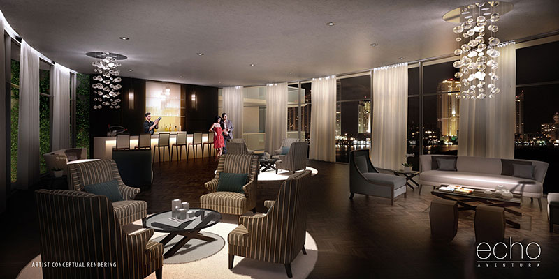 ECHO Aventura, New Luxury Waterfront Residences - Atrium Room, Skybridge