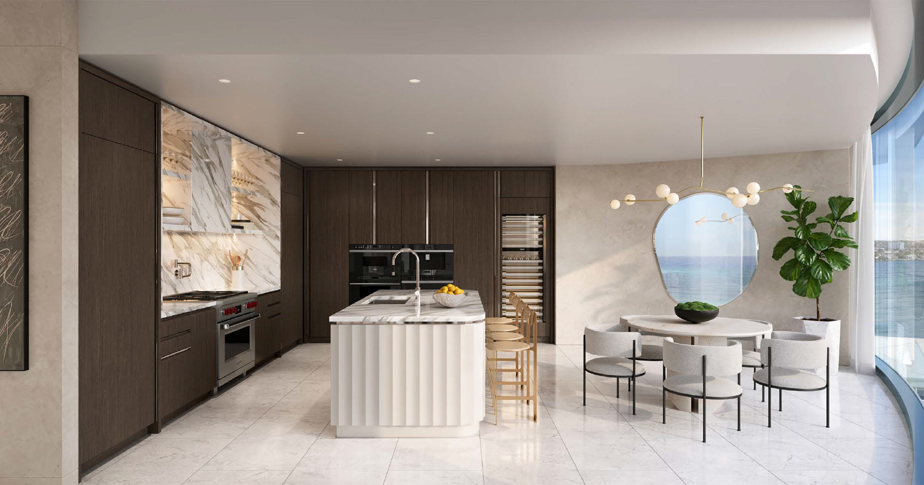 Rivage Bal Residences A & B Kitchen in earth palette with stone flooring