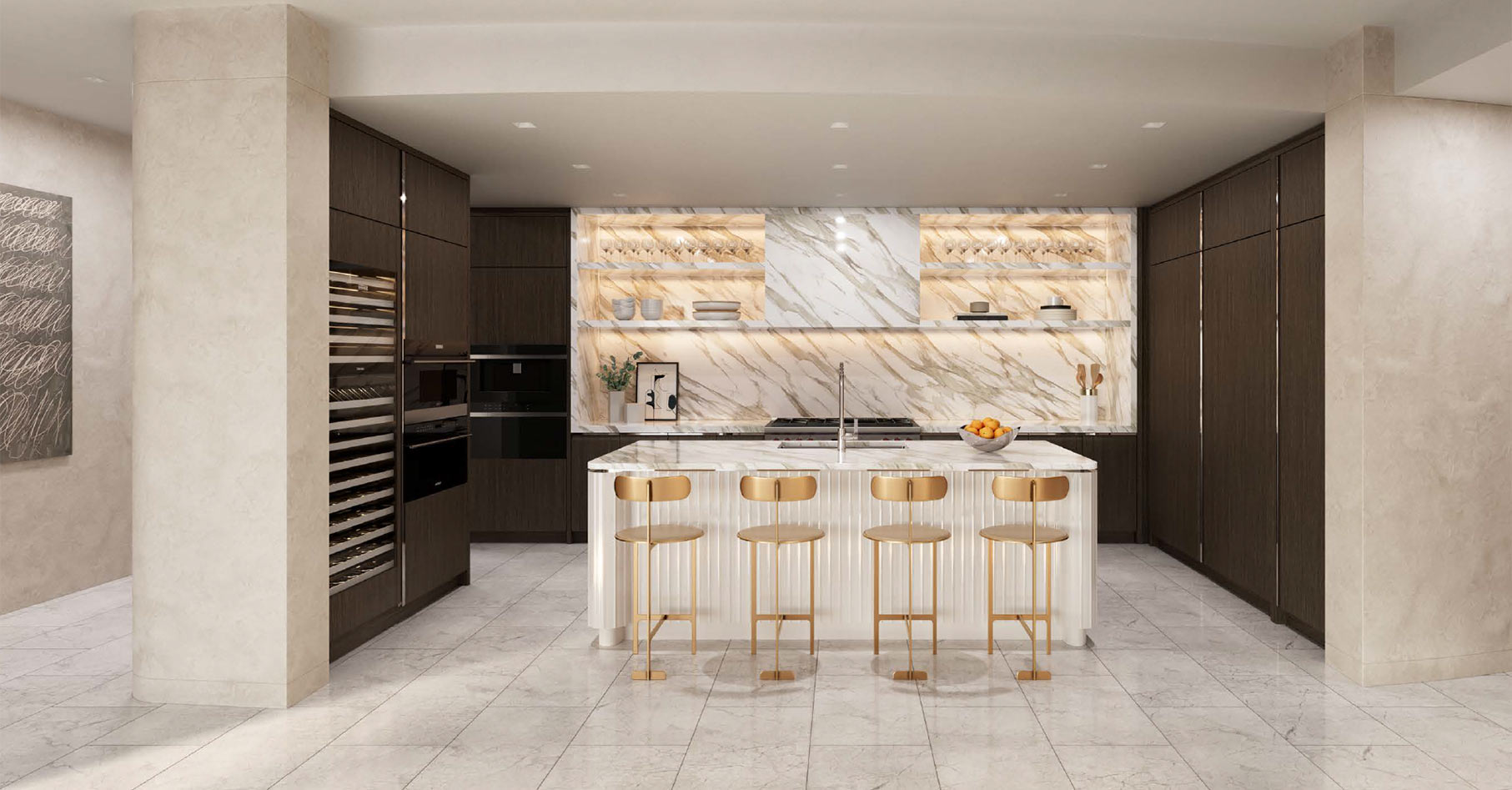 Rivage Bal Residence C Kitchen in earth palette with stone flooring