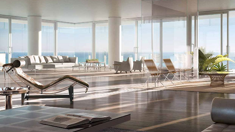 The Surf Club Four Seasons Residences in Miami Beach, Living Room