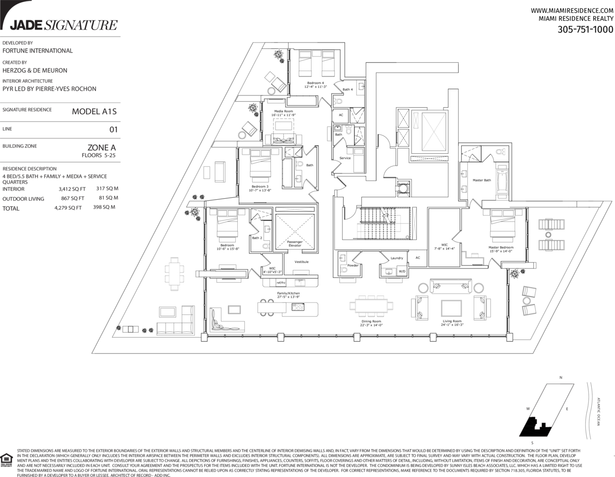 Floorplan for 01 on floors 5 6 7 8 9 10 11 12 13 14 15 16 17 18 19 20